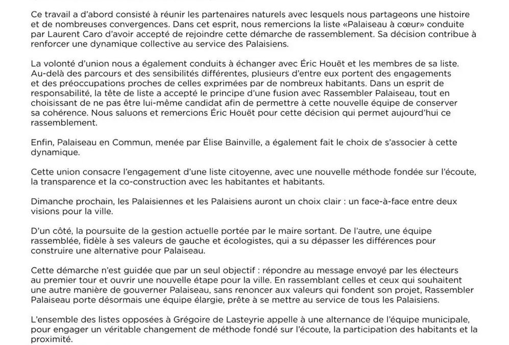 Rassembler Palaiseau